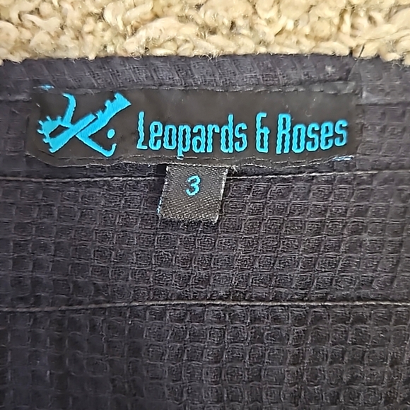 Leopards & Roses Asymmetrical Spaghetti Strap Black and Cream Dress Size  3 - Picture 8 of 10